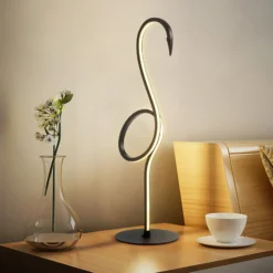 LED-Tischleuchte Flamingo, schwarz, Metall, 50 cm hoch