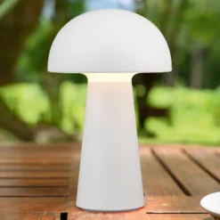 LED-Tischleuchte Lennon IP44, Akku, Touchdim, weiß