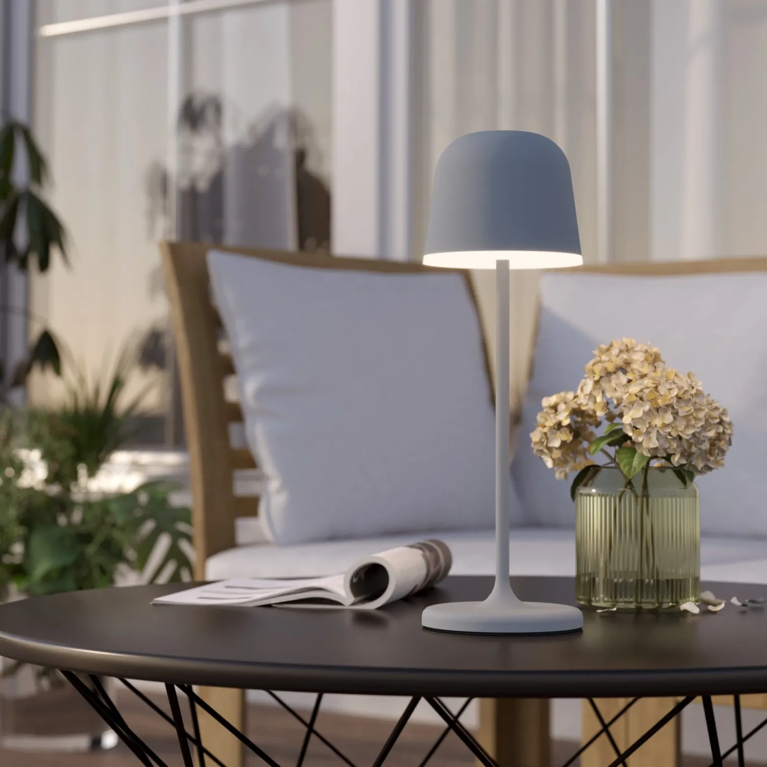 LED-Tischleuchte Mannera mit Akku, grau