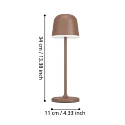 LED-Tischleuchte Mannera mit Akku, rostbraun