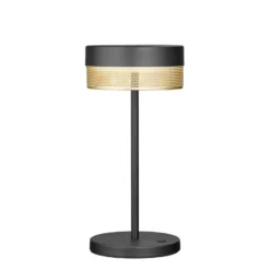 LED-Tischleuchte Mesh Akku, Höhe 30cm schwarz/gold