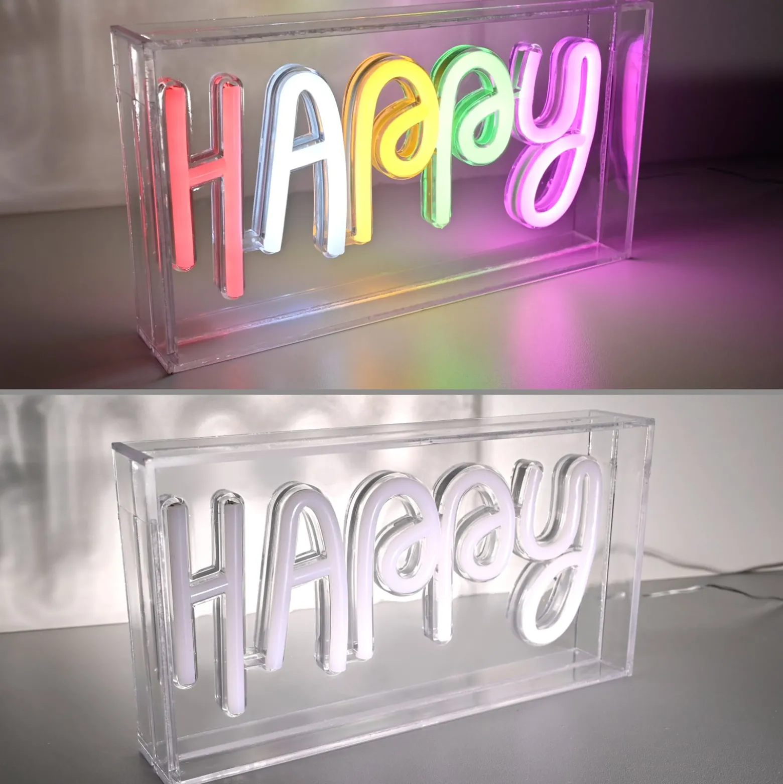 LED-Tischleuchte Neon Happy, USB