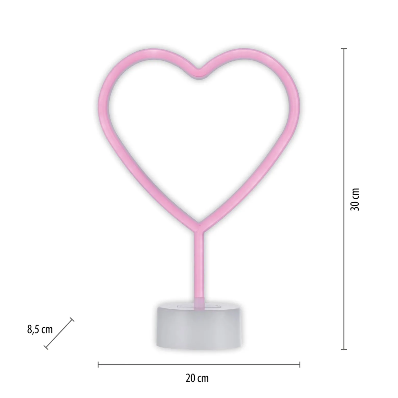 LED-Tischleuchte Neon Herz, batteriebetrieben