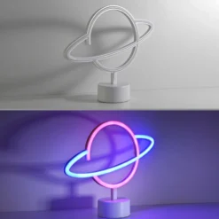 LED-Tischleuchte Neon Saturn, batteriebetrieben