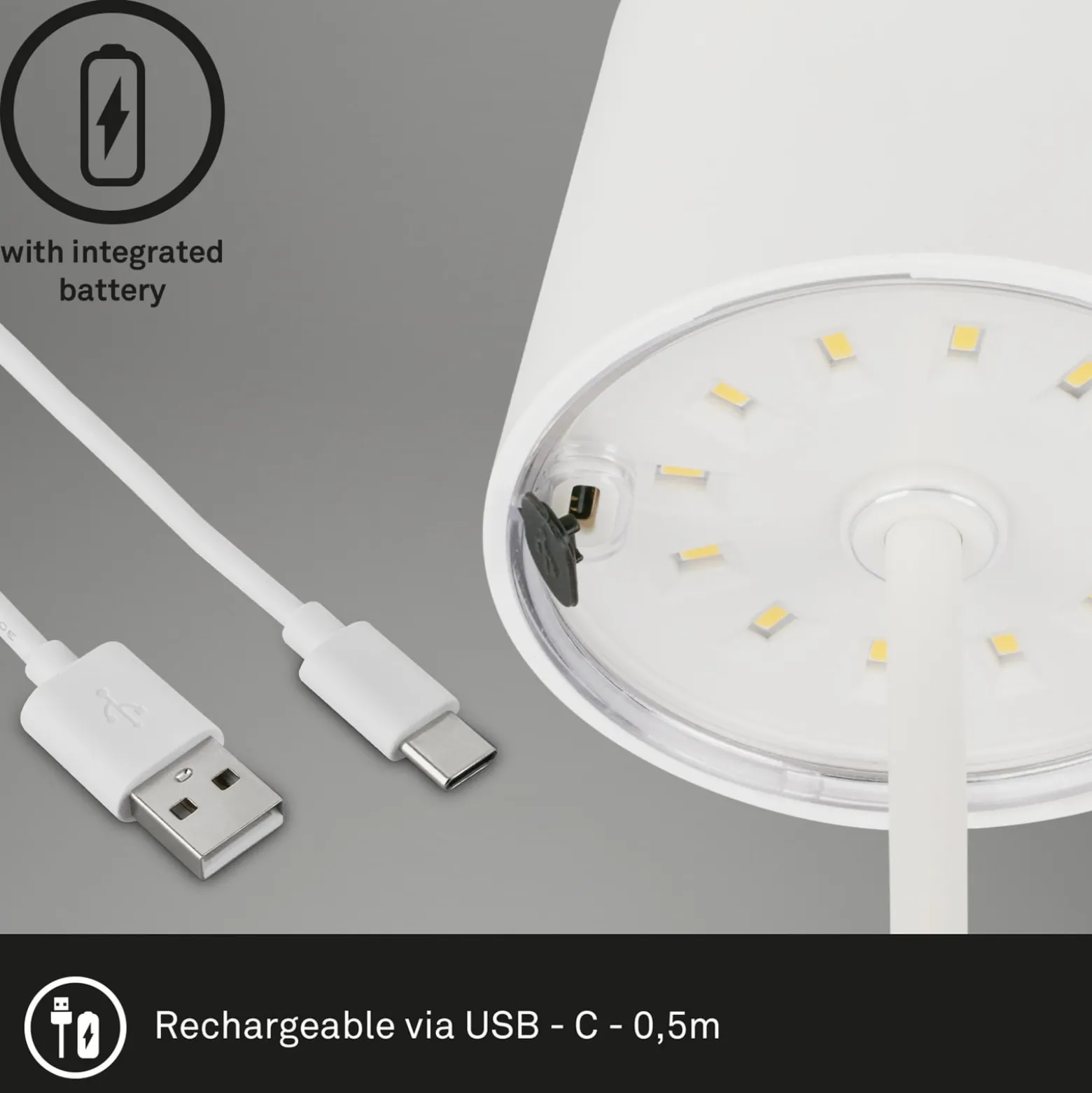 LED-Tischleuchte Piha mit Akku, weiß