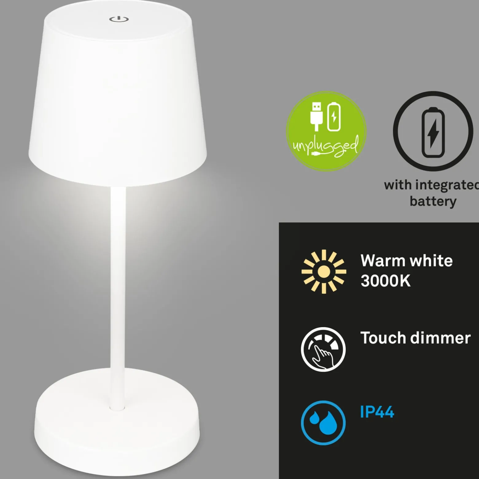 LED-Tischleuchte Piha mit Akku, weiß