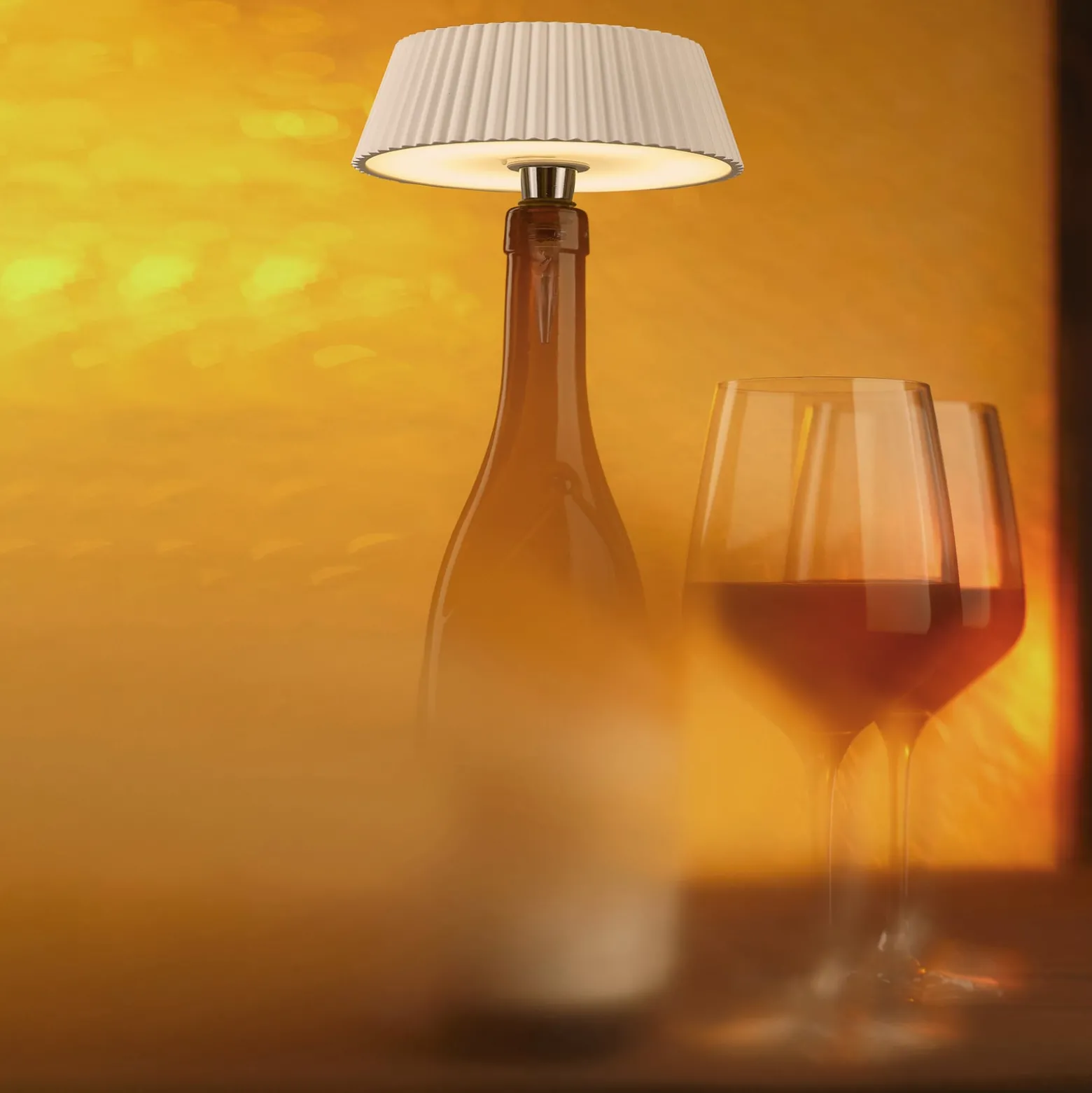 LED-Tischleuchte Relax, weiß, Flaschenaufsatz, Akku