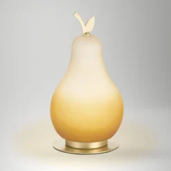 LED-Tischleuchte Wilma, orange/messing, Birnenform, dimmbar