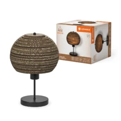 LEDVANCE Tischleuchte Ball, braun, Wellpappe, Stahl, E27