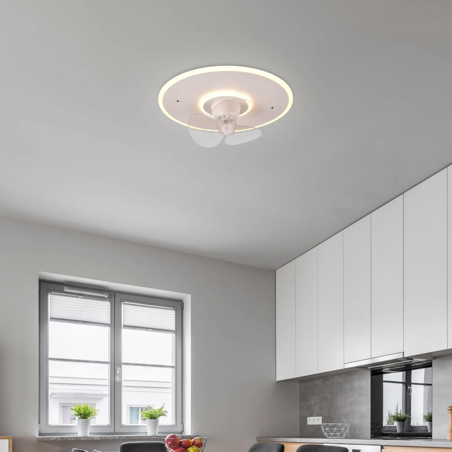 LED-Ventilator Nybro, weiß, DC, leise, Ø 50 cm, CCT, Remote