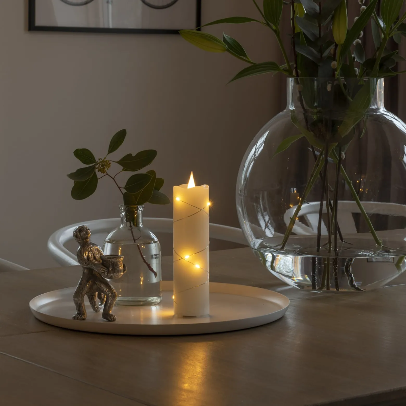 LED-Wachskerze creme Lichtfarbe Bernstein 17,8 cm