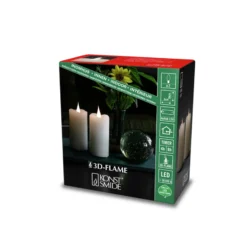 LED-Wachskerze creme Lichtfarbe Bernstein Ø5cm 2er