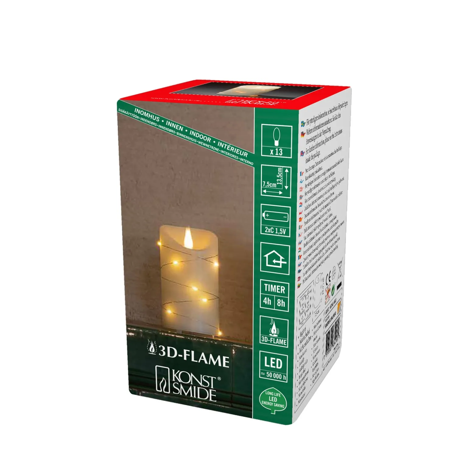 LED-Wachskerze creme Lichtfarbe Bernstein Höhe13cm