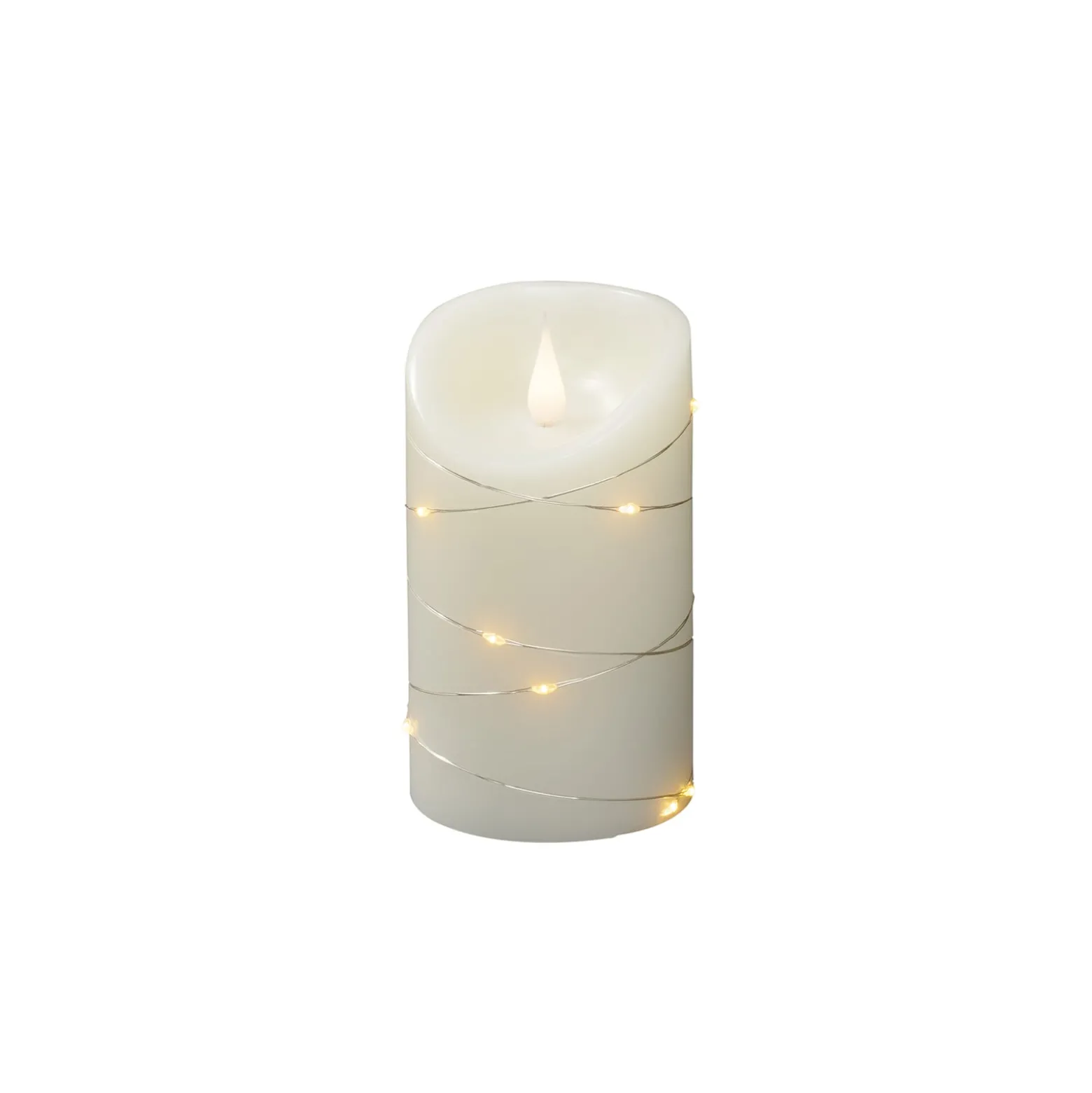 LED-Wachskerze creme Lichtfarbe Bernstein Höhe13cm
