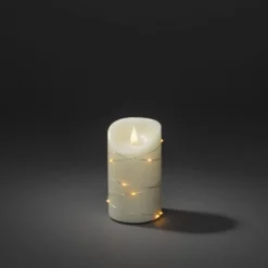 LED-Wachskerze creme Lichtfarbe Bernstein Höhe13cm