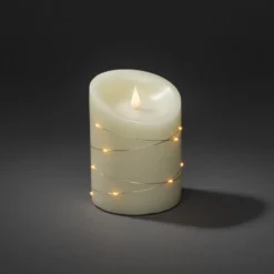 LED-Wachskerze creme Lichtfarbe Bernstein Höhe14cm