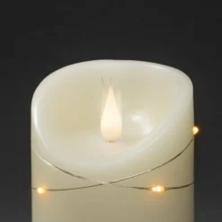 LED-Wachskerze weiß Lichtfarbe Warmweiß 14 cm