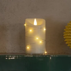 LED-Wachskerze weiß Lichtfarbe Warmweiß 17,8 cm