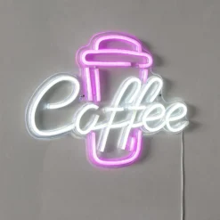 LED-Wandleuchte Coffee, pink/weiß, Plexiglas, 40 x 30 cm USB