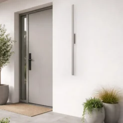 LED-Wandleuchte Demi L, sand, Aluminium, Höhe 144 cm, IP54
