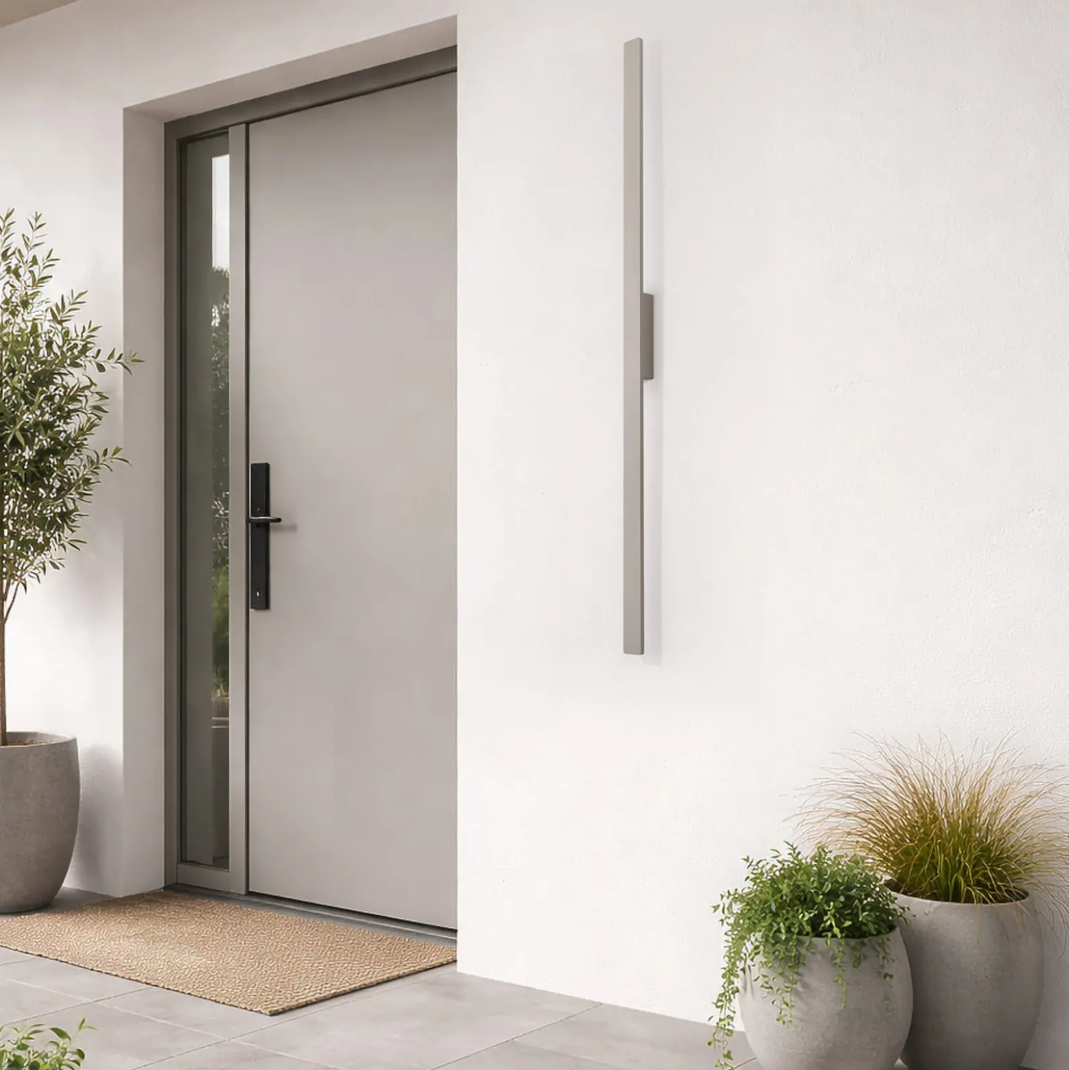 LED-Wandleuchte Demi L, sand, Aluminium, Höhe 144 cm, IP54
