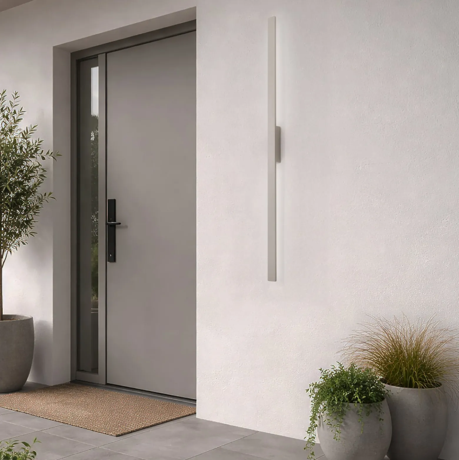 LED-Wandleuchte Demi L, sand, Aluminium, Höhe 144 cm, IP54