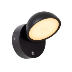 LED-Wandleuchte Finn, schwarz, IP54, Tag/Nacht-Sensor