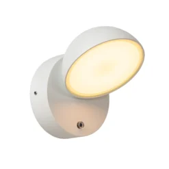LED-Wandleuchte Finn, weiß, Metall, IP54, Tag/Nacht-Sensor