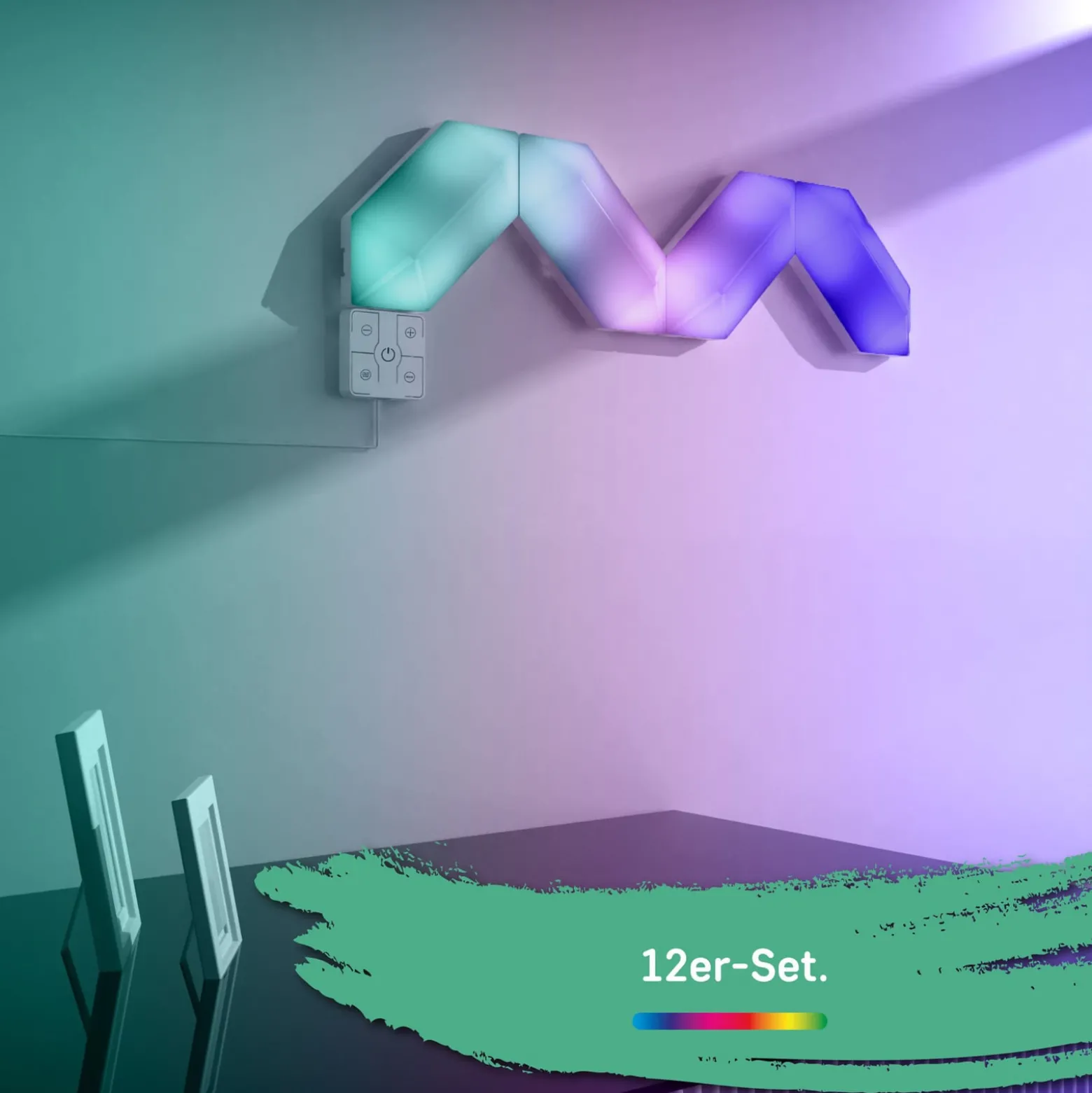 LED-Wandleuchte LED Magic Panel RGBW, sechseckig, 12er-Set