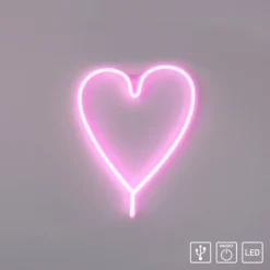 LED-Wandleuchte Neon Herz, USB