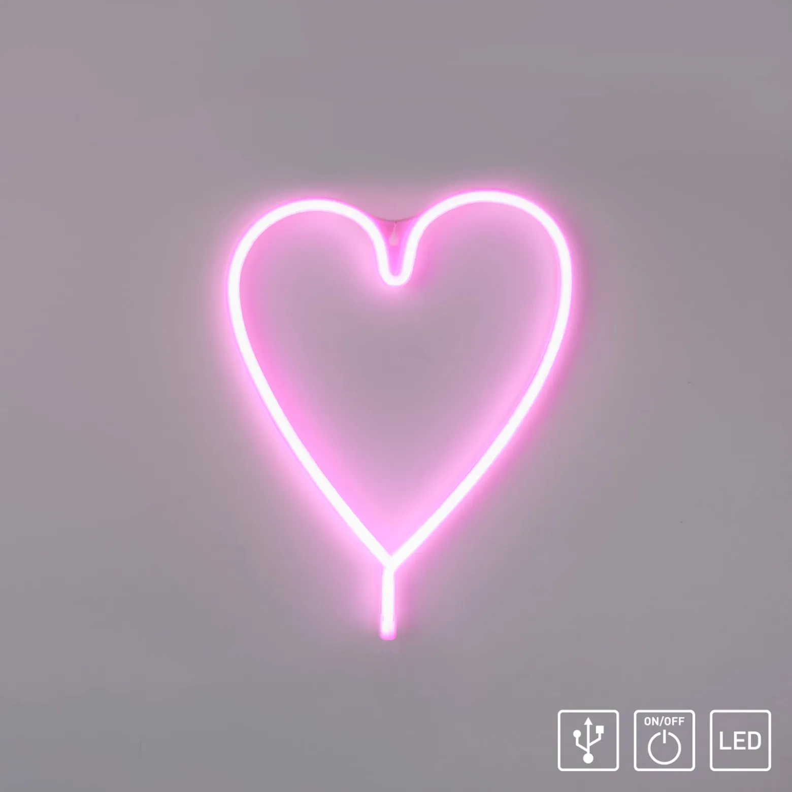 LED-Wandleuchte Neon Herz, USB