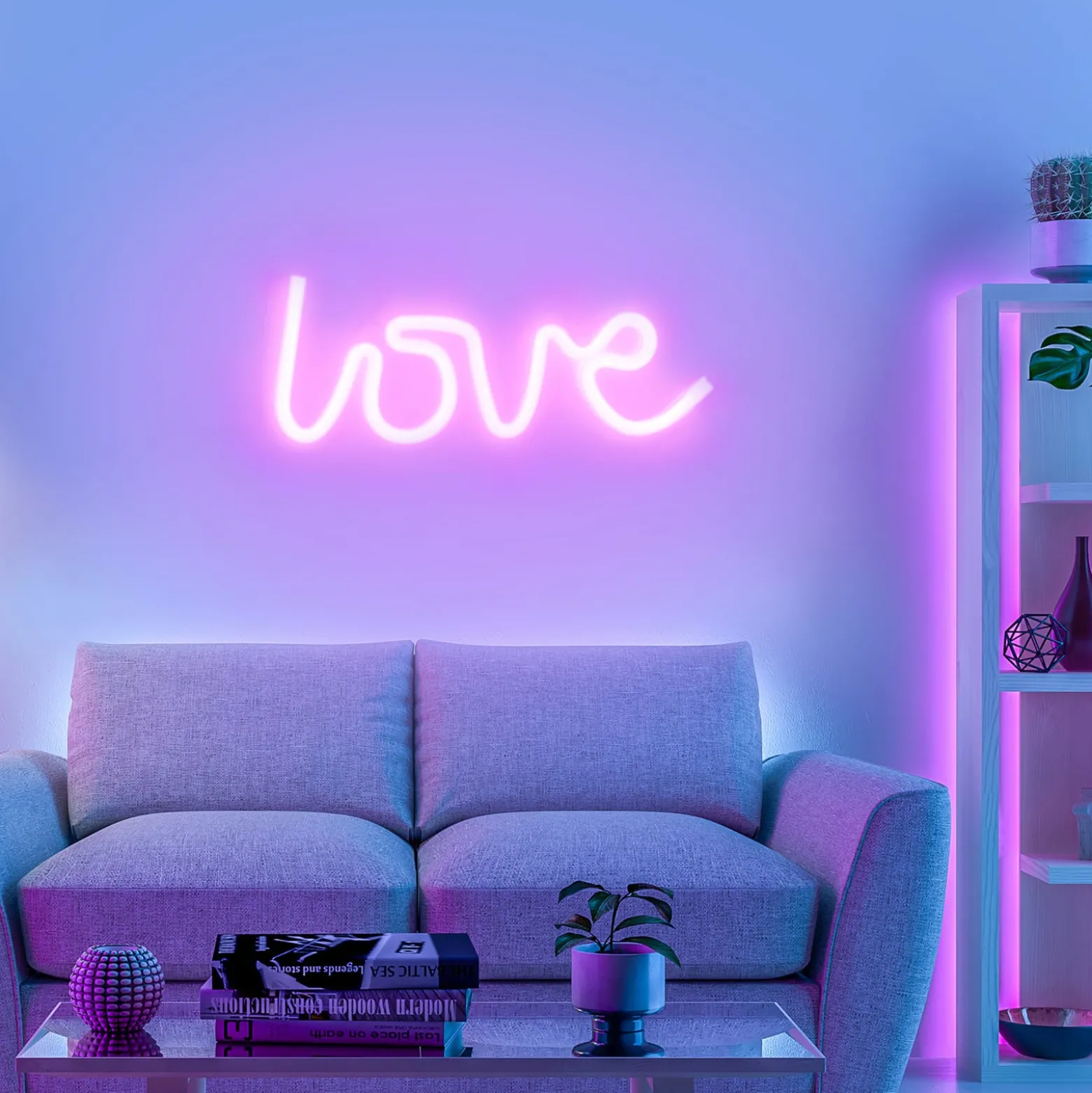 LED-Wandleuchte Neon Love, USB