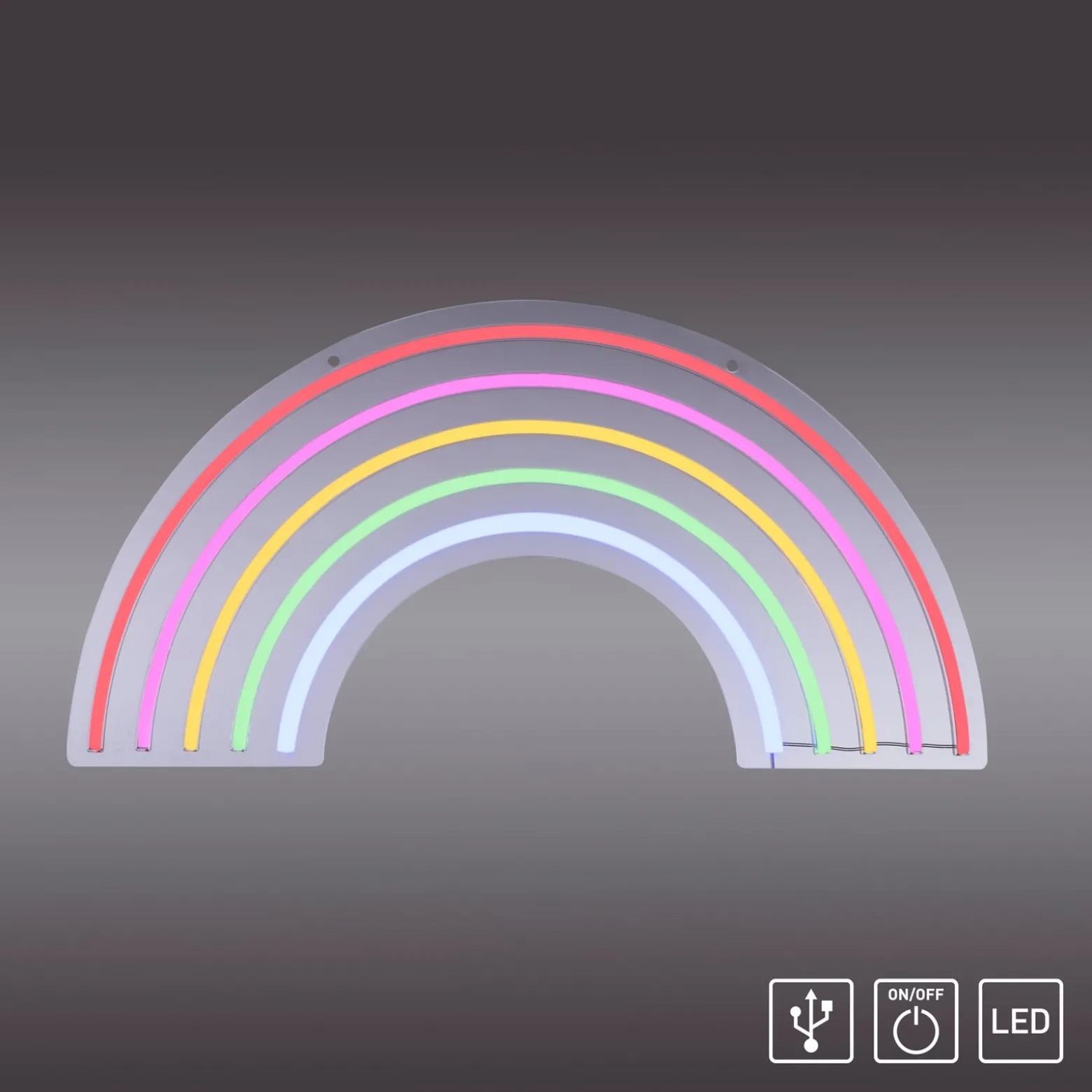 LED-Wandleuchte Neon Rainbow, USB