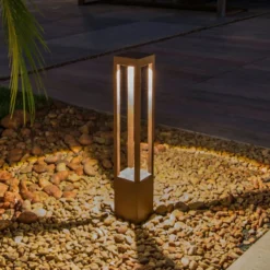 LED-Wegeleuchte Agra, rostbraun, Aluminium/Glas, Höhe 65 cm