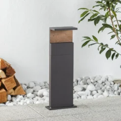 LED-Wegeleuchte Ruka mit Holz-Element, 60 cm
