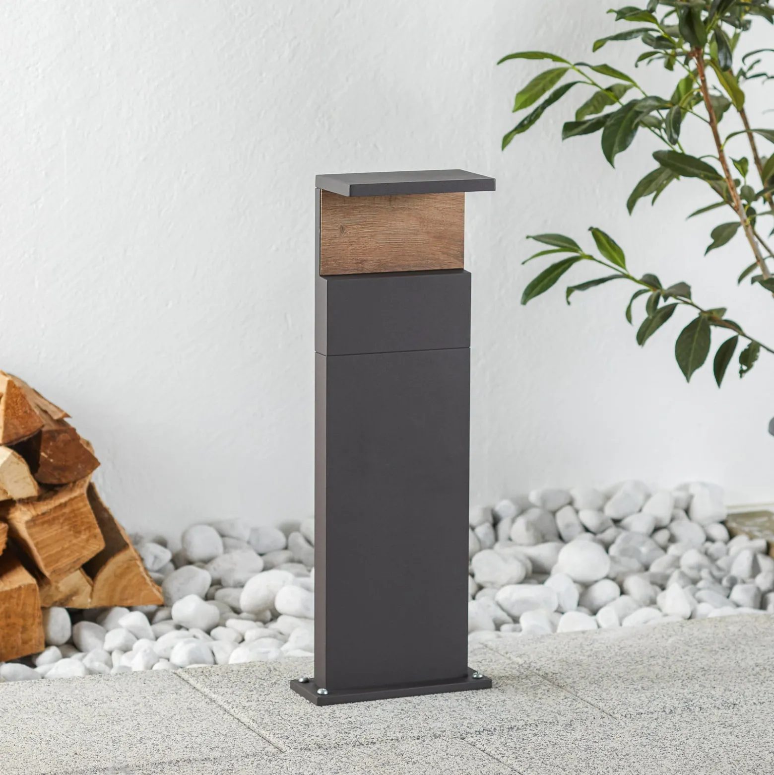 LED-Wegeleuchte Ruka mit Holz-Element, 60 cm