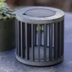 Les Jardins LED-Solartischleuchte Halo, grau, Alu/Granit