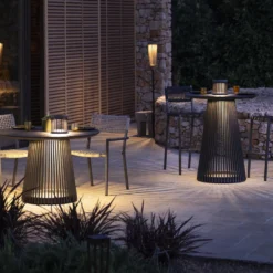 Les Jardins LED-Solartischleuchte Halo, grau, Alu/Granit