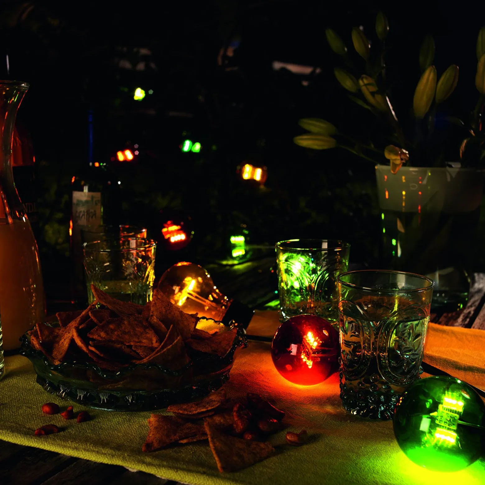 Lichterkette Biergarten 10 bunte LED-Birnen