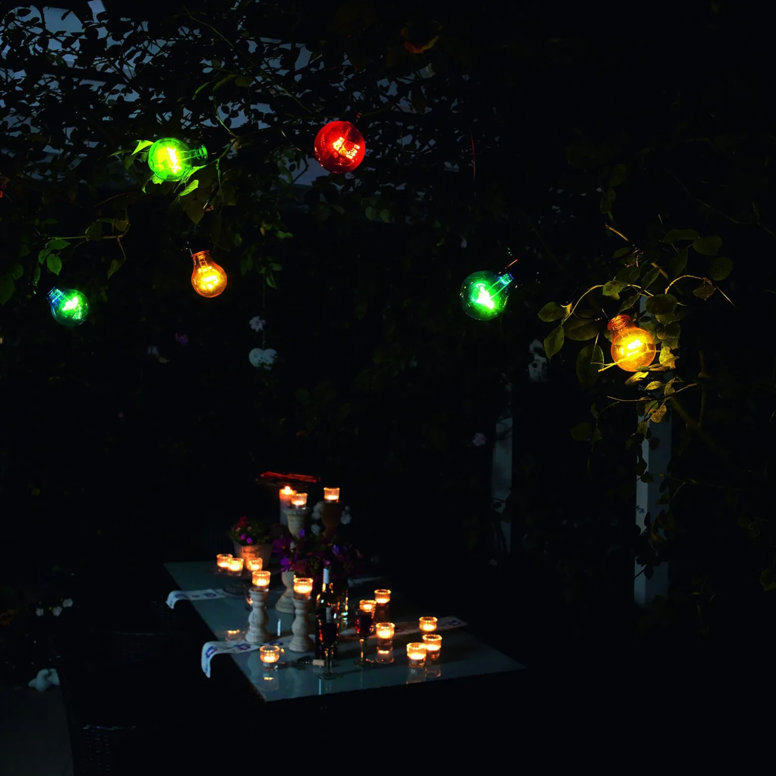 Lichterkette Biergarten 20 bunte LED-Birnen