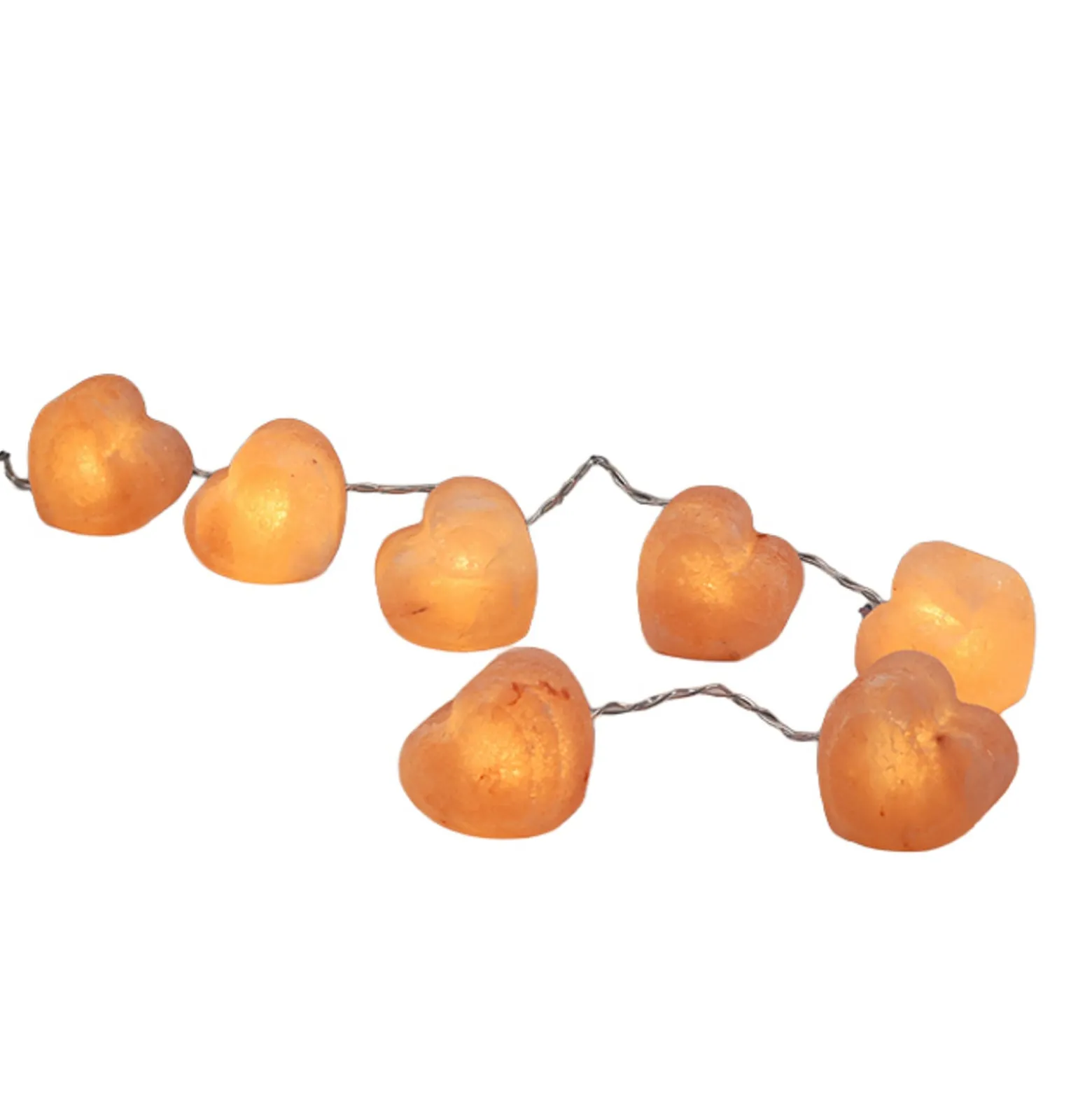 Lichterkette Leuchtkristalle Herz, Salzkristalle bernstein