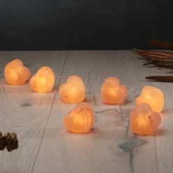 Lichterkette Leuchtkristalle Herz, Salzkristalle bernstein