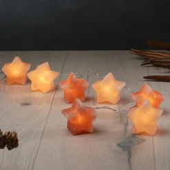 Lichterkette Leuchtkristalle Stern, Salzkristalle bernstein