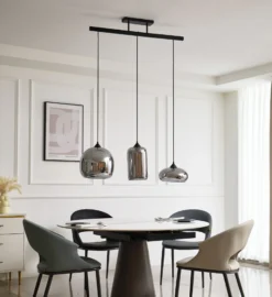 Lindby Arloris Pendellampe mit 3 Rauchglasschirmen