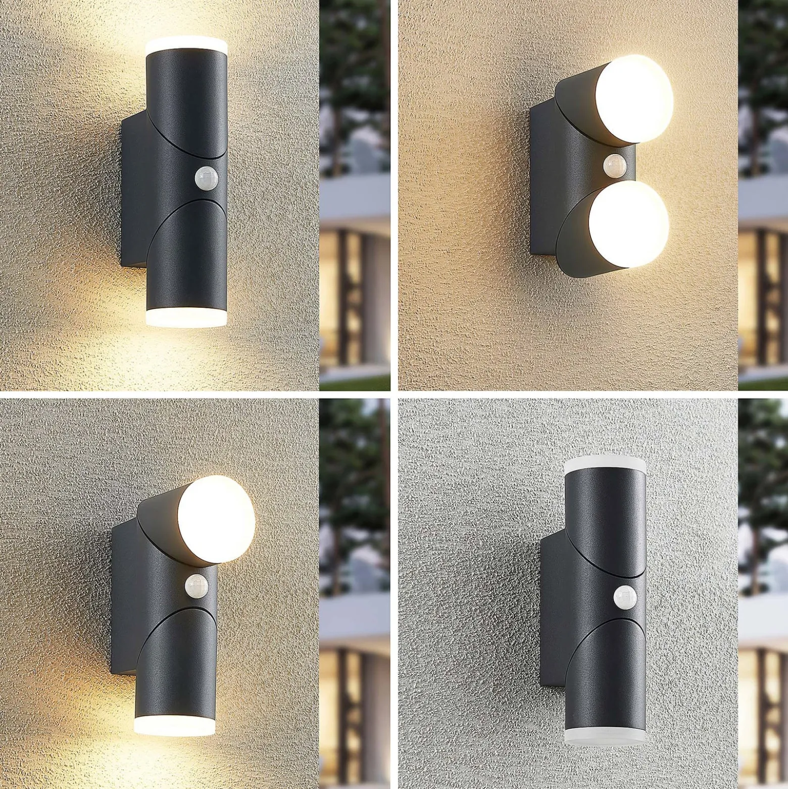Lindby Aspyn LED-Außenwandleuchte, 2fl, Sensor