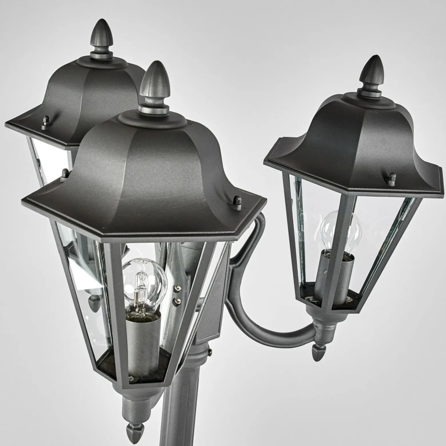 Lindby Außenlampe Edana, 212cm, 3-flg., anthrazit, E27, IP44