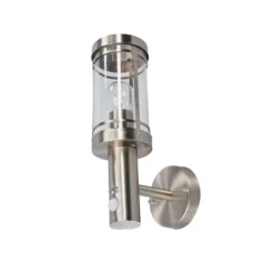 Lindby Außenwandlampe Djori, Sensor, aluminiumfarben, E27