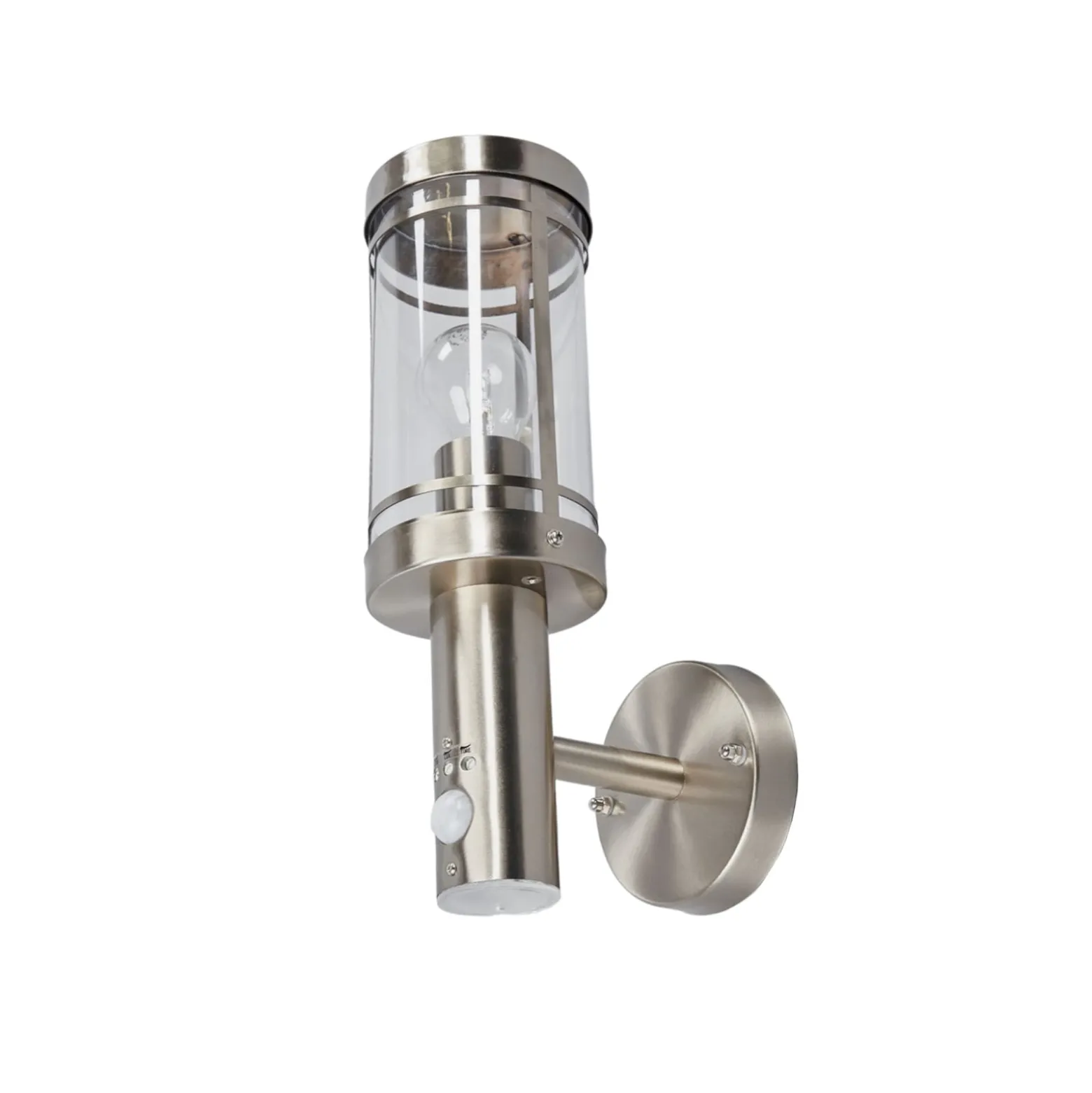 Lindby Außenwandlampe Djori, Sensor, aluminiumfarben, E27