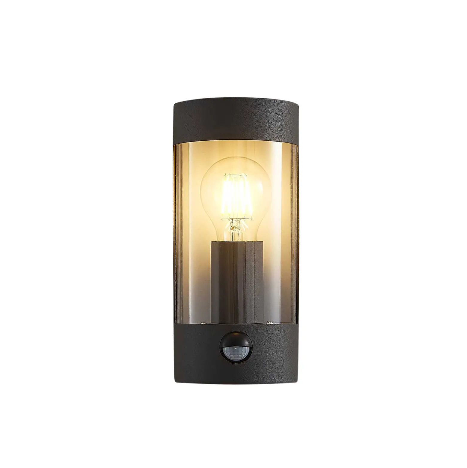 Lindby Außenwandlampe Junias, 24 cm, anthrazit, Sensor