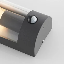 Lindby Außenwandlampe Junias, 24 cm, anthrazit, Sensor